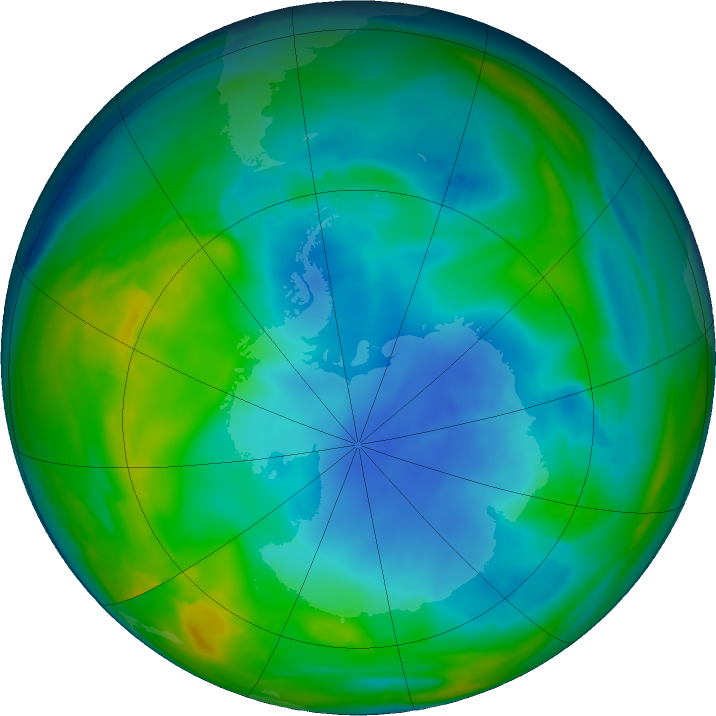 Antarctic ozone map for 05 June 2018